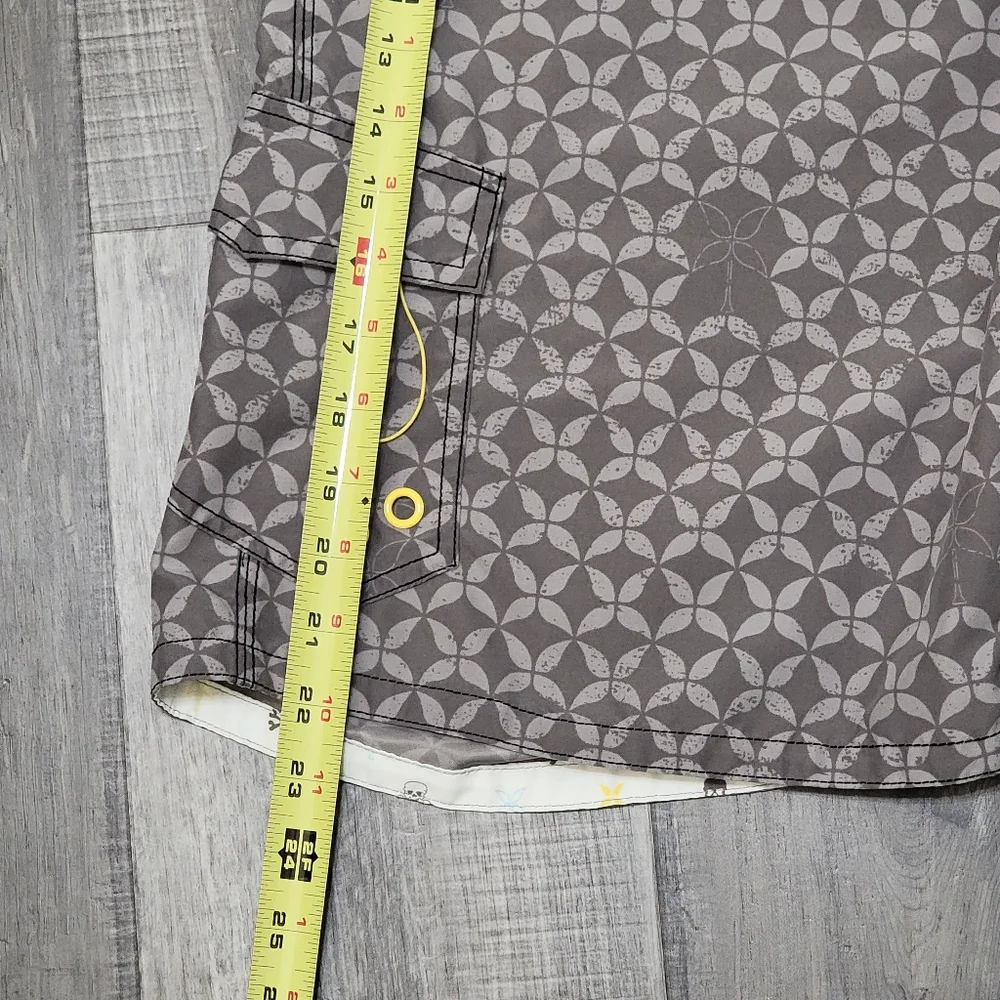 H&M Gray Patterned Swim Trunks with Geometric And Skull Print